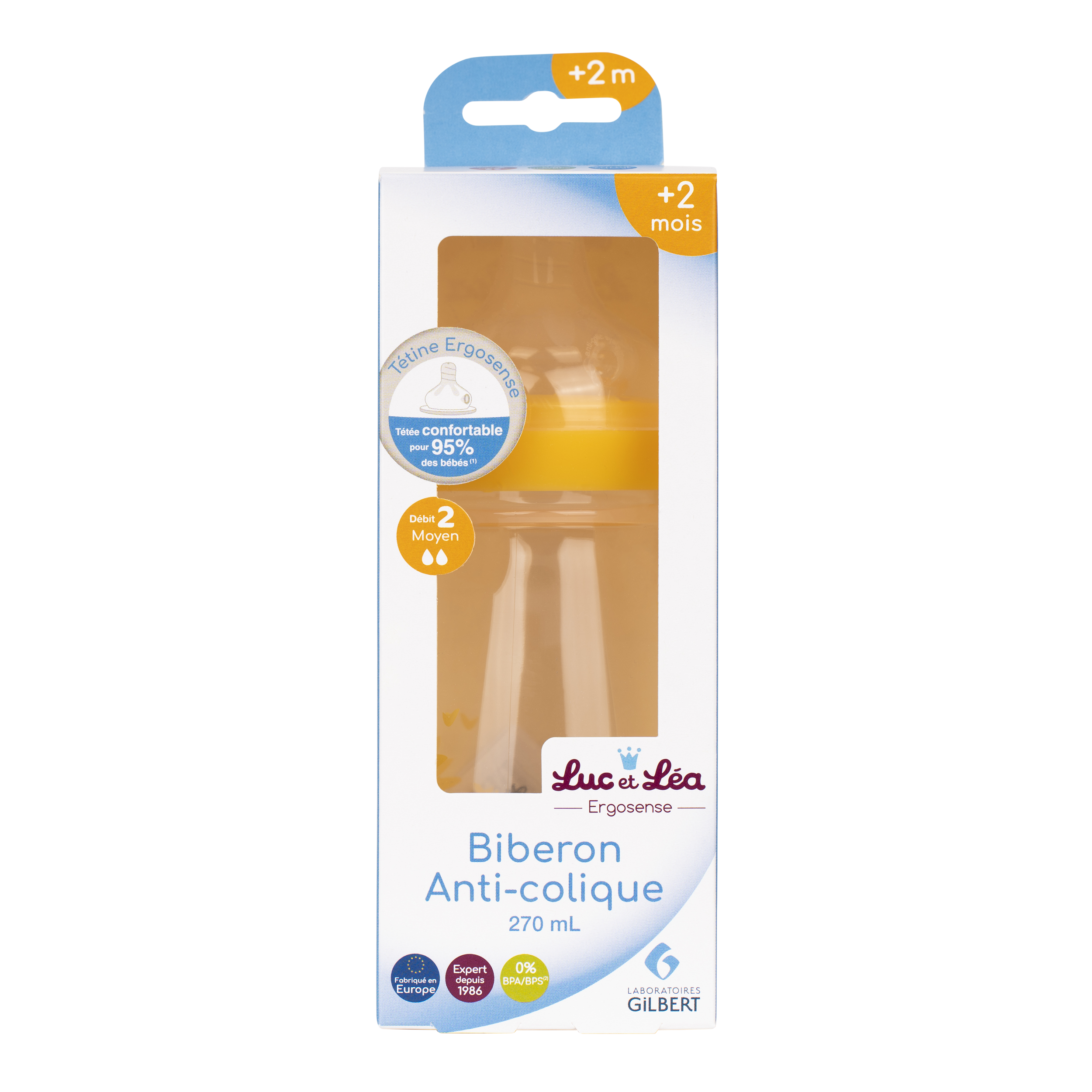 Biberon 270 ml tétine débit moyen Luc et Léa – Image 2
