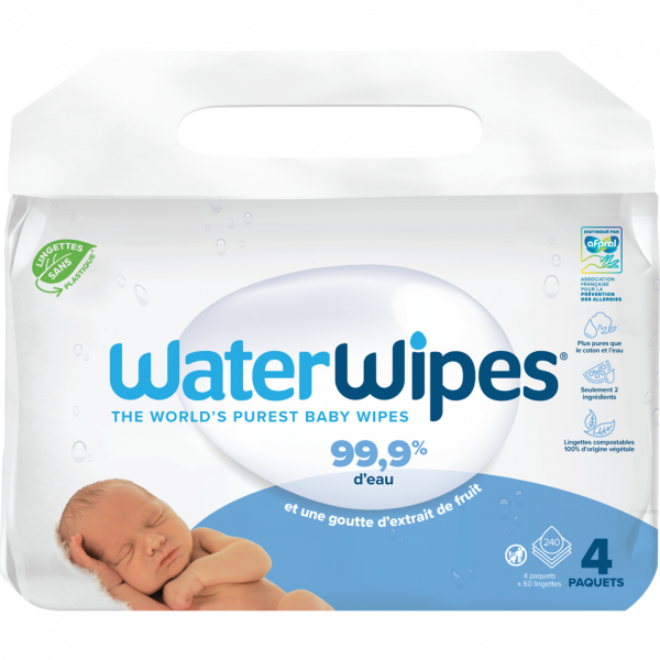 Lot x 4 Lingettes bébé à l'eau Waterwipes