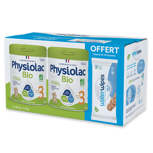 Lot x2 Lait de croissance Bio + 1 paquet de lingettes offert Waterwipes